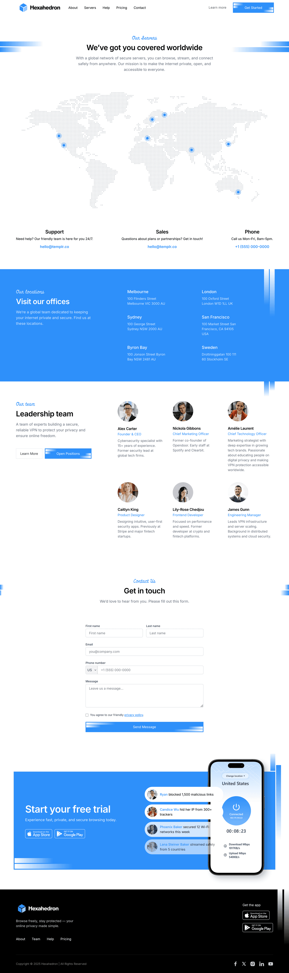 VPN SaaS — servers list