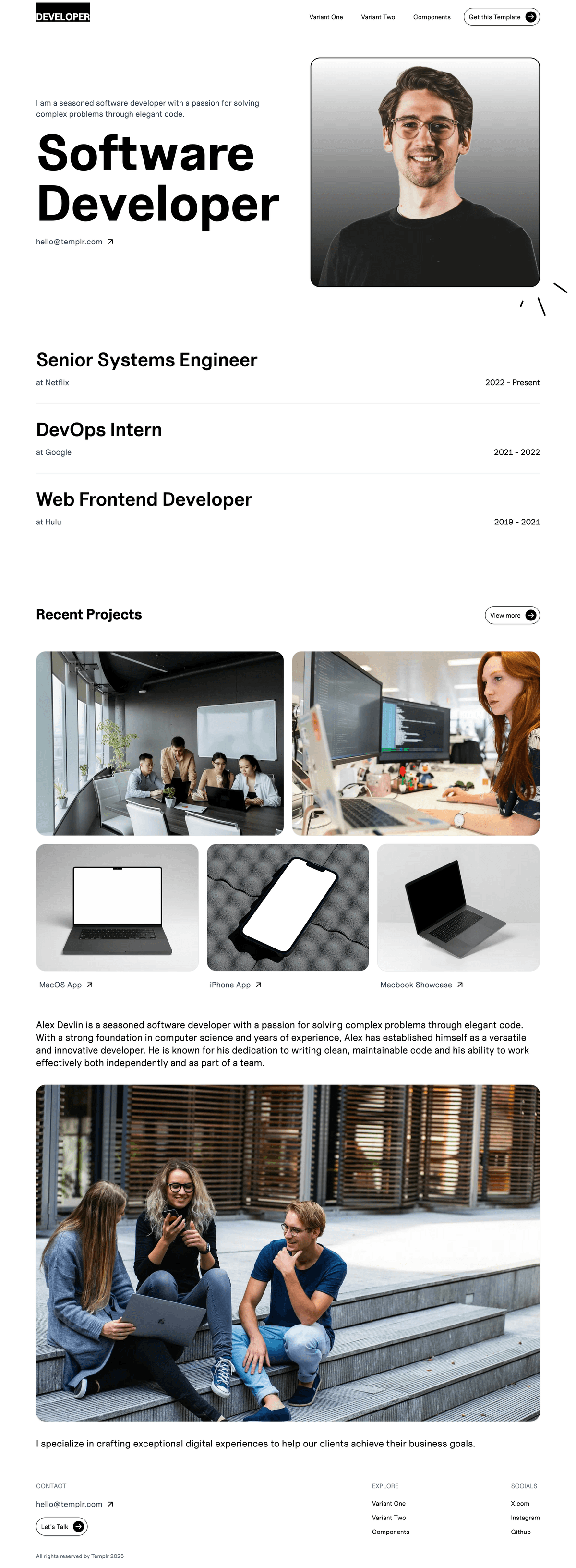 Dev Portfolio - Light Mode